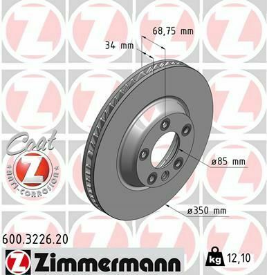 Диск гальмівний (передній) Audi Q7 06-15/Porsche Cayenne 02-/VW Touareg 02-10 (350x34) (L)(вентильований)