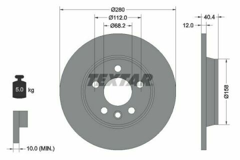 Диск тормозной (задний) VW T4 91-03 (280x12) PRO