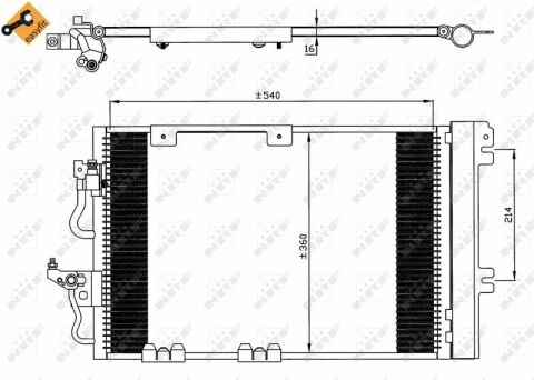 Радиатор кондиционера Opel Astra H 1.2-1.8i 04-14 (540x360x16)