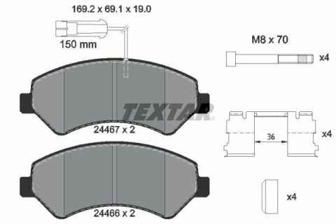 Колодки тормозные (передние) Citroen Jumper/Fiat Ducato/Peugeot Boxer 2.0-3.0HDi 06-R16(с датчиком)