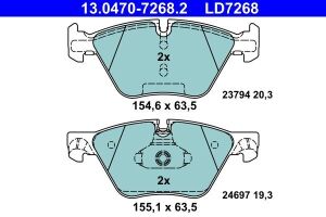 Колодки гальмівні (передні) BMW 5 (F10/F11) 09- (Ate) ATE Ceramic