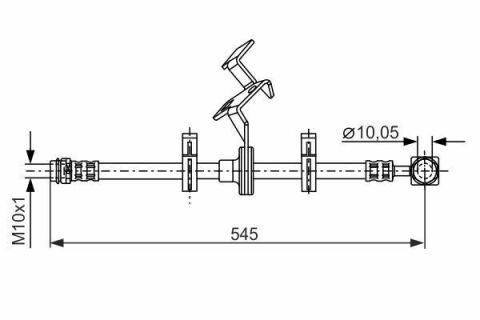 Шланг тормозной (передний) MB M-class (W163) 98-05 (L) (L=530mm)