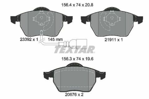 Колодки тормозные (передние) Audi A3/VW Golf IV-03 (Teves) Q+ (с датчиком)