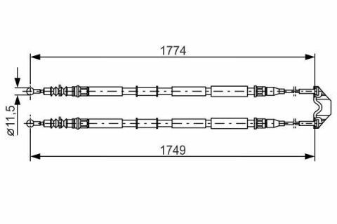 Трос ручника Opel Zafira 05-15 (1774/1749mm)
