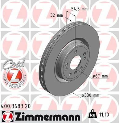 Диск тормозной (передний) MB M-class (W166) 11-15/GLE (W166) 15-19 (330x32) (с покрытием) (вентил.)