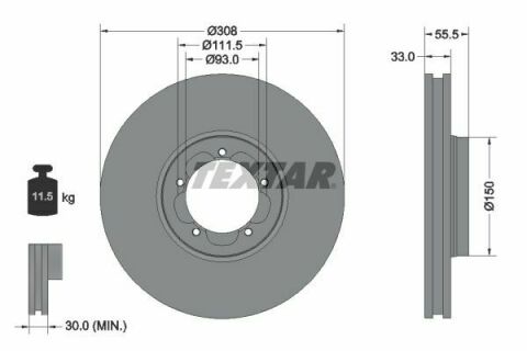 Диск тормозной (передний) Ford Transit 13- (RWD) (308х33) PRO