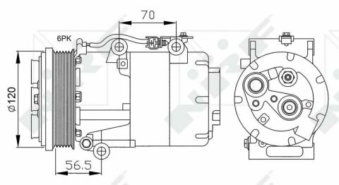 Компрессор кондиционера Ford C-Max/Kuga/Volvo C30/C70/S40/V50 2.0D 03-12