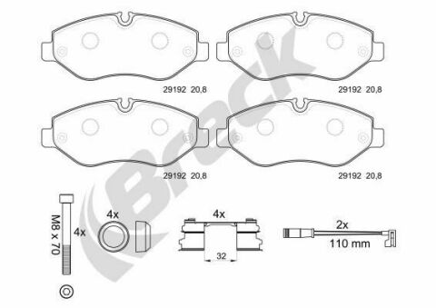 Колодки тормозные (передние) MB Sprinter (906) / Vito (W639) (Brembo) (с датчиками)