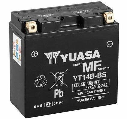 МОТО Yuasa 12V 12,6Ah MF VRLA Battery YT14B-BS(сухозаряженный)