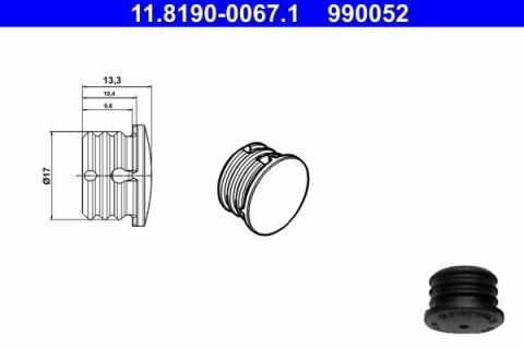 Заглушка пильника направляючої супорту d=17mm (Ate) Заглушка пильника направляючої супорту d=17mm (Ate)