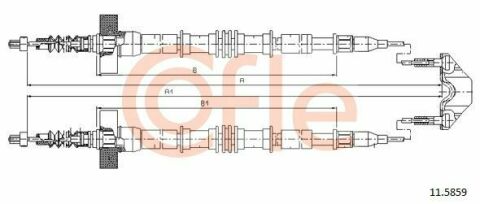 Трос ручного тормоза зад. Astra G 98- (диск) (1593/1400x2) (Bosch)