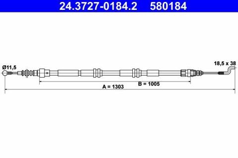 Трос ручника (задний) VW T5/T6 03- (L=1303mm)