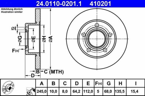 Диск тормозной (задний) Audi 100/A6/Skoda Superb/VW Passat 96-08 (245x10) (с покрытием) (полный)