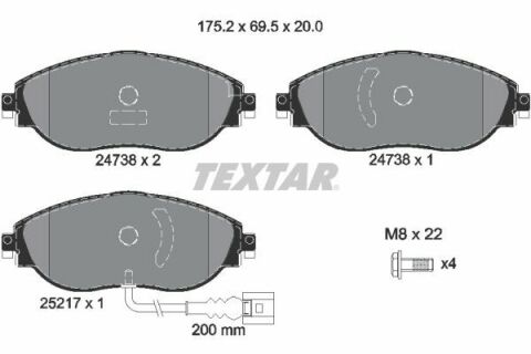 Колодки тормозные (передние) VW Passat/Golf 13- (TRW) Q+ (с датчиком)