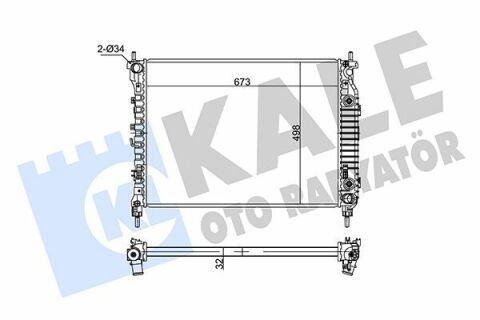 KALE OPEL Радиатор охлаждения Antara,Chevrolet Captiva 2.2CDTi 10-  (АКПП)