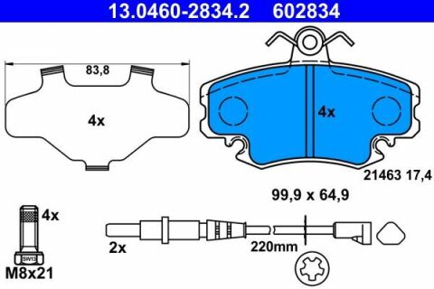 Колодки тормозные (передние) Renault Megane I 96-03 (с датчиками) (TRW)