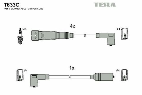 Кабель зажигания к-кт TESLA Sckoda Octavia 96- 1,6