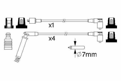 Провод зажигания Opel Combo 1.2-1.4 94-01/Vectra A 1.4-1.6 88-93 (к-кт)