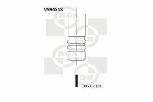 Клапан (випуск) Opel Astra G/Insignis A/Vectra B/C/Zafira A/B (30x6x100.9)