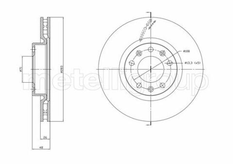 Диск гальмівний (передній) Peugeot 308 13- (283x26)
