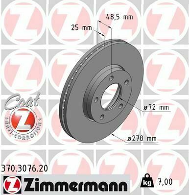 Диск тормозной (передний) Mazda 3/5 05-(278x25) (с покрытием) (вентил.)