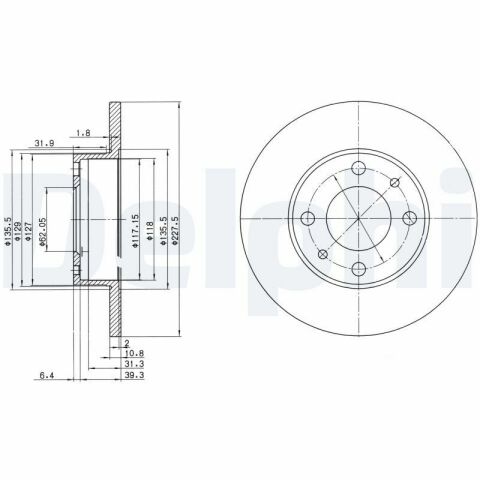 Диск тормозной передний Fiorino,Uno,Polonez,Seat Ibiza,Terra FIAT