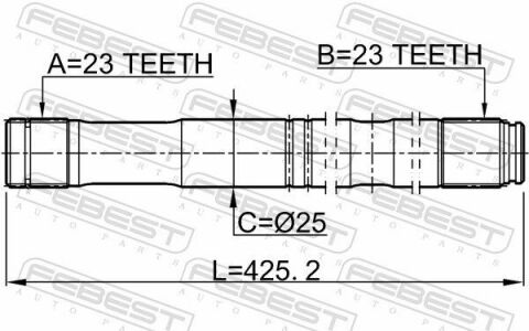 Піввісь ліва 23x425x23 TOYOTA AVENSIS 03-