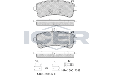 Тормозные колодки (задние) MB E-class (W213) 17-/S-class (W221/W222) 05-/SL-class (R231) 12-