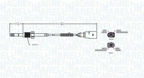 MAGNETI MARELLI VW Датчик температуры ОГ T5 2,5TDI