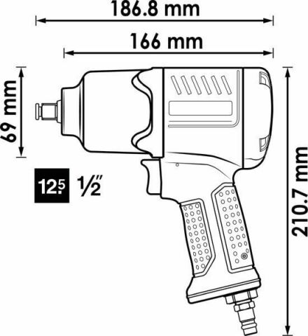 Гайковерт пневматичний 1/2" 1200Nm