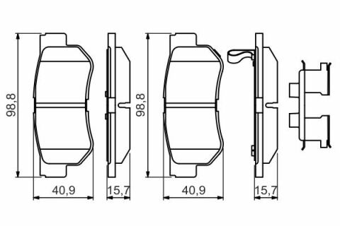 Колодки тормозов. задние (с пластинами для установки) ELANTRA IV, SANTA FE II, KIA HYUNDAI