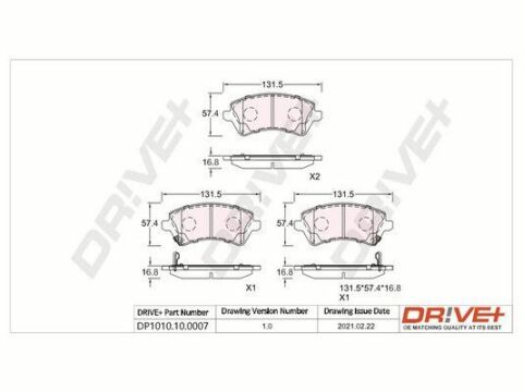 DP1010.10.0007 Drive+ - Гальмівні колодки до дисків