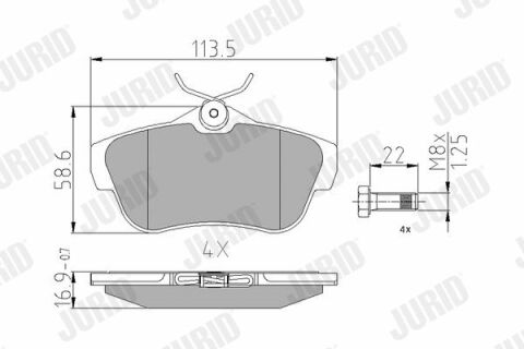 JURID CITROEN Тормозные колодки задн.Jumpy,Fiat Scudo,Peugeot Expert 07-