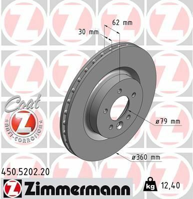 Диск тормозной (передний) Land Rover Discovery IV 09-/Range Rover Sport 09-13 (360x30)(с покр)(вент)