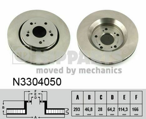 Диск тормозной (передний) Honda CR-V III-IV 2.0-2.2D-2.4 06- (293x28)