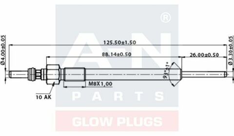 Свеча накаливания (двойная спираль) 11V S60/S80/V70/XC90/XC70,Citroen C5 III 2.7HDI,Landrover,Peugeot VOLVO