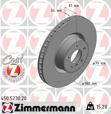 Диск тормозной (передний) Land Rover Range Rover 4.4D/5.0i 4x4 07-12 (380x34)