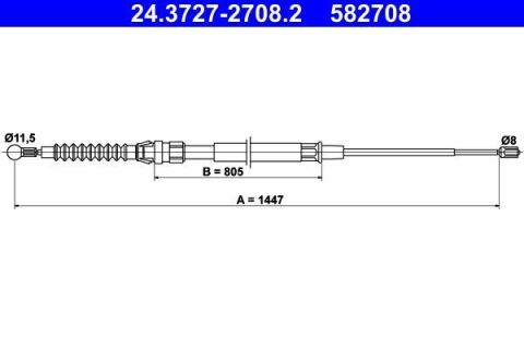 Трос ручника VW Golf V/Audi A3/Skoda Octavia 97-13 (L=1447mm)