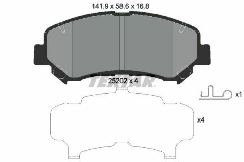 Колодки тормозные (передние) Nissan Qashqai/X-Trail 07- (Akebono) (141.9x58.6x16.8)