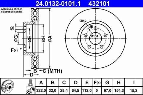 Диск тормозной (передний) MB C-class (W204) 07-14/ E-class (W212) 09-16 (322x32)