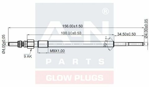 Свеча накаливания (двойная спираль) 4.4V Fiat,Combo 1.6CDTI 12-, Insignia 2.0 CDTI, Suzuki OPEL