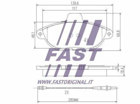 Колодки гальмівні дискові передні комплект FIAT Scudo 95-07, Ulysse 94-02; PEUGEOT Expert 95-07, 806 98-02; CITROEN Jumpy 95-07