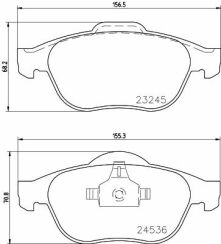 Тормозные колодки пер. Renault Laguna 01-(ATE) (156,3x68,5x18)