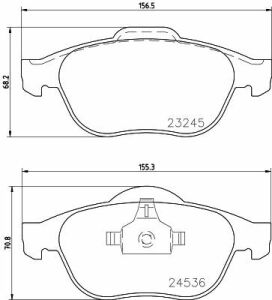 Тормозные колодки пер. Renault Laguna 01-(ATE) (156,3x68,5x18)