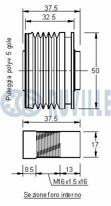 RUVILLE DB Шкив генератора W168/W169/W245