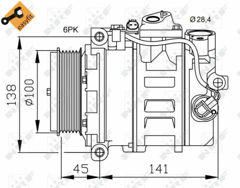 Компресор кондиціонера MB Sprinter/Vito CDI (d=100mm)