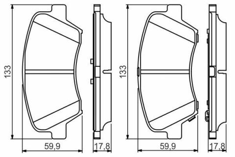 Колодки гальмівні (передні) Hyundai Elantra 10-/ i30 11- (Bosch) (замінено на 0986494691)