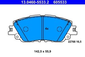 Колодки гальмівні (передні) Toyota Camry 17-/Rav4 18-/Lexus ES 18- (Akebono)