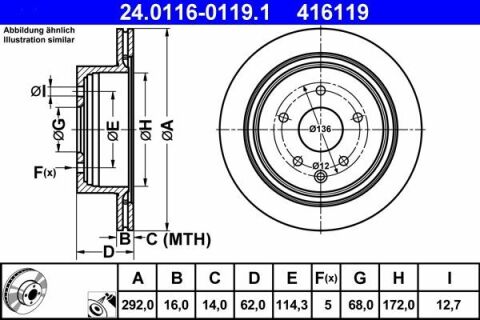 Диск тормозной (задний) Nissan Leaf 10-/Juke 14-/Qashqai 10-/X-Trail 01-13 (292x16)