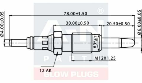 Свеча накаливания (двойная спираль) 11V Doblo, Punto, Palio 1.9D FIAT